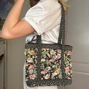 Vera Bradley Quilted Floral Tote Bag with Front Pocket
